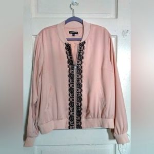 Lane Bryant Plus Size Pink Satin Bomber Jacket